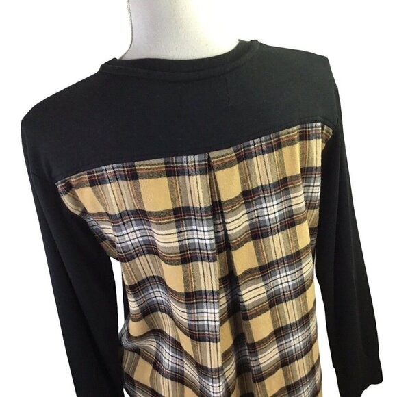 Southcott Threads Top Shirt Size 1 or Small Long Sleeve Bamboo Black Plaid - Picture 3 of 8